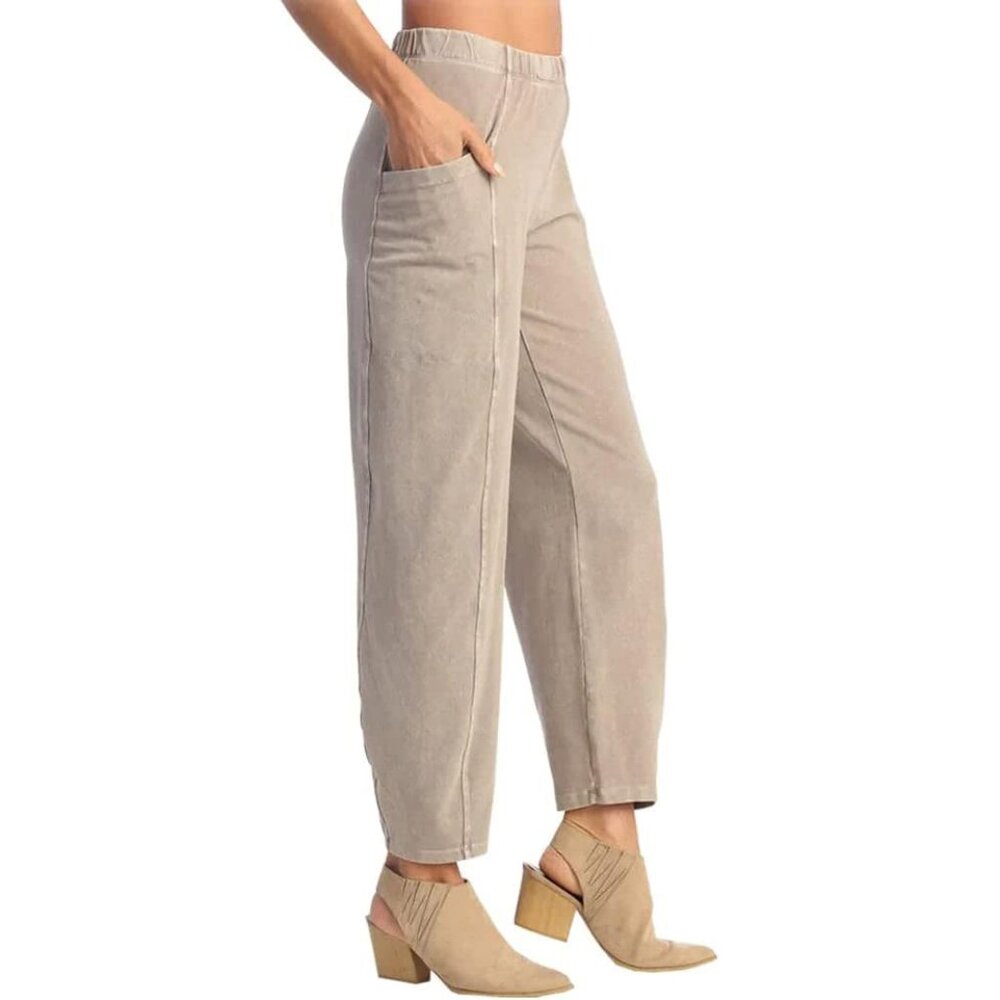 Jess & Jane Mineral Washed Elastic Waist Lantern Pants -- Slate NWT